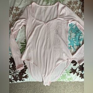 Women's Pink Long Sleeve Bodysuit